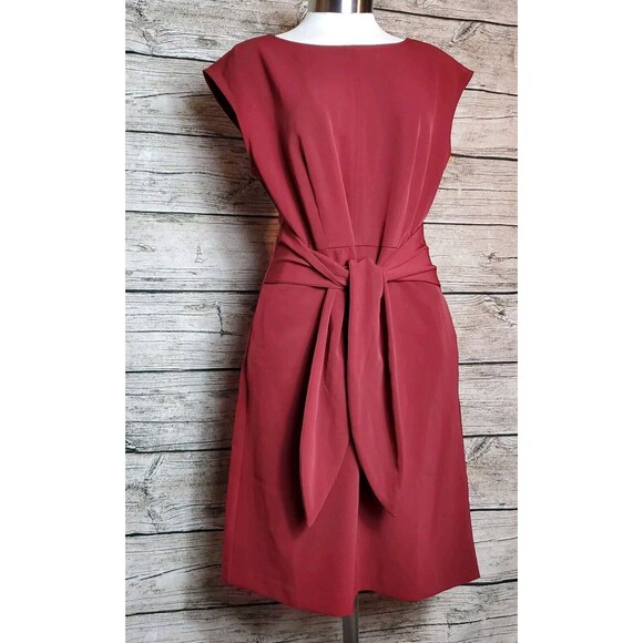 LOFT Burgundy Size 4 A-Line Dress Rust Red Sleeveless Pockets Cap Sleeve - Picture 1 of 10